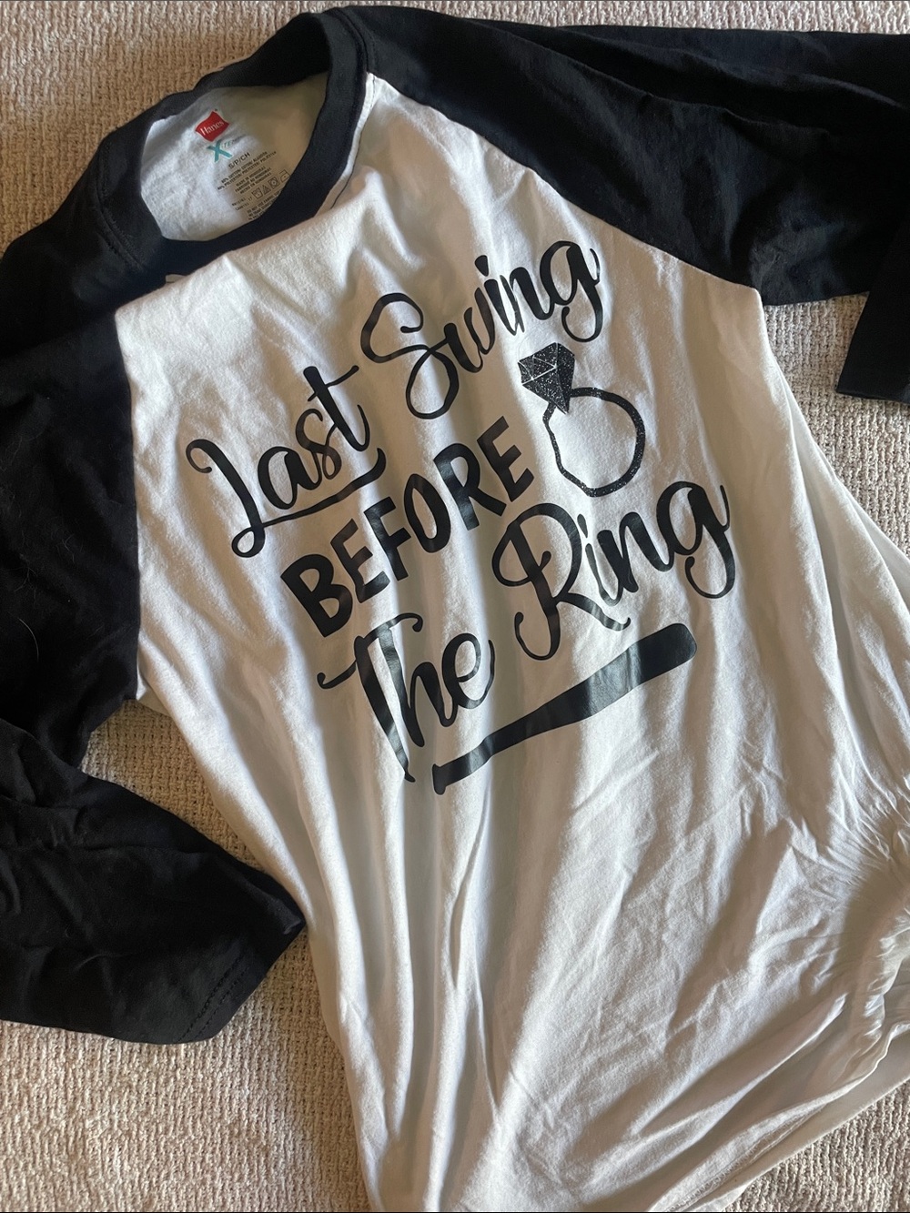 Hanes Baseball Tee Bachelorette Last Swing Before the Ring